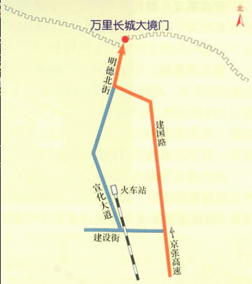 萬(wàn)里長(zhǎng)城大境門(mén)路線圖